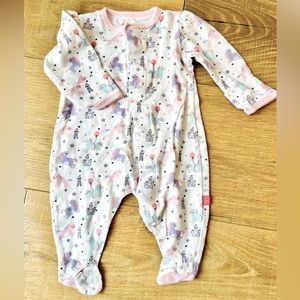 Magnetic Me Pink White Unicorn & Balloon Footed One-Piece